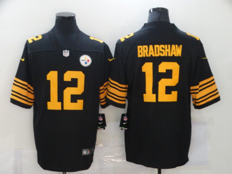 Cheap Men Pittsburgh Steelers 12 Bradshaw Black yellow Nike Limited Vapor Untouchable NFL Jerseys